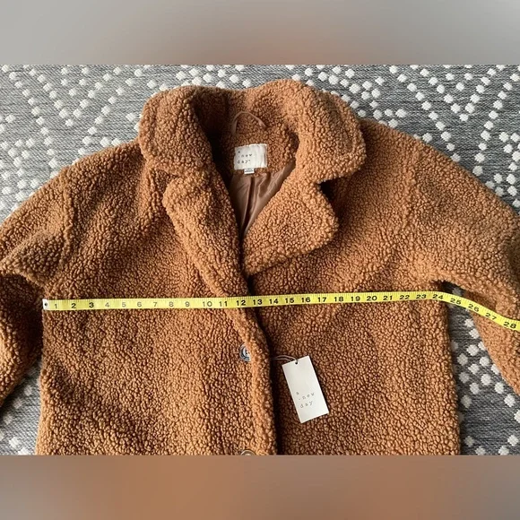 A New Day Teddy Bear Fuzzy Brown Jacket XL NEW Sherpa Parka Christmas Holiday - Picture 9 of 12